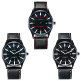 CAGARNY 6866 Fashion Dual Quartz Movement Wrist Watch with Genuine Leather Band(Orange Number)